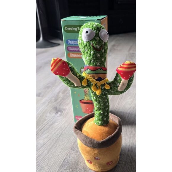 Dancing Cactus Plush Toy Lighted Electronic Recording Shake With Song Funny - Picture 1 of 16